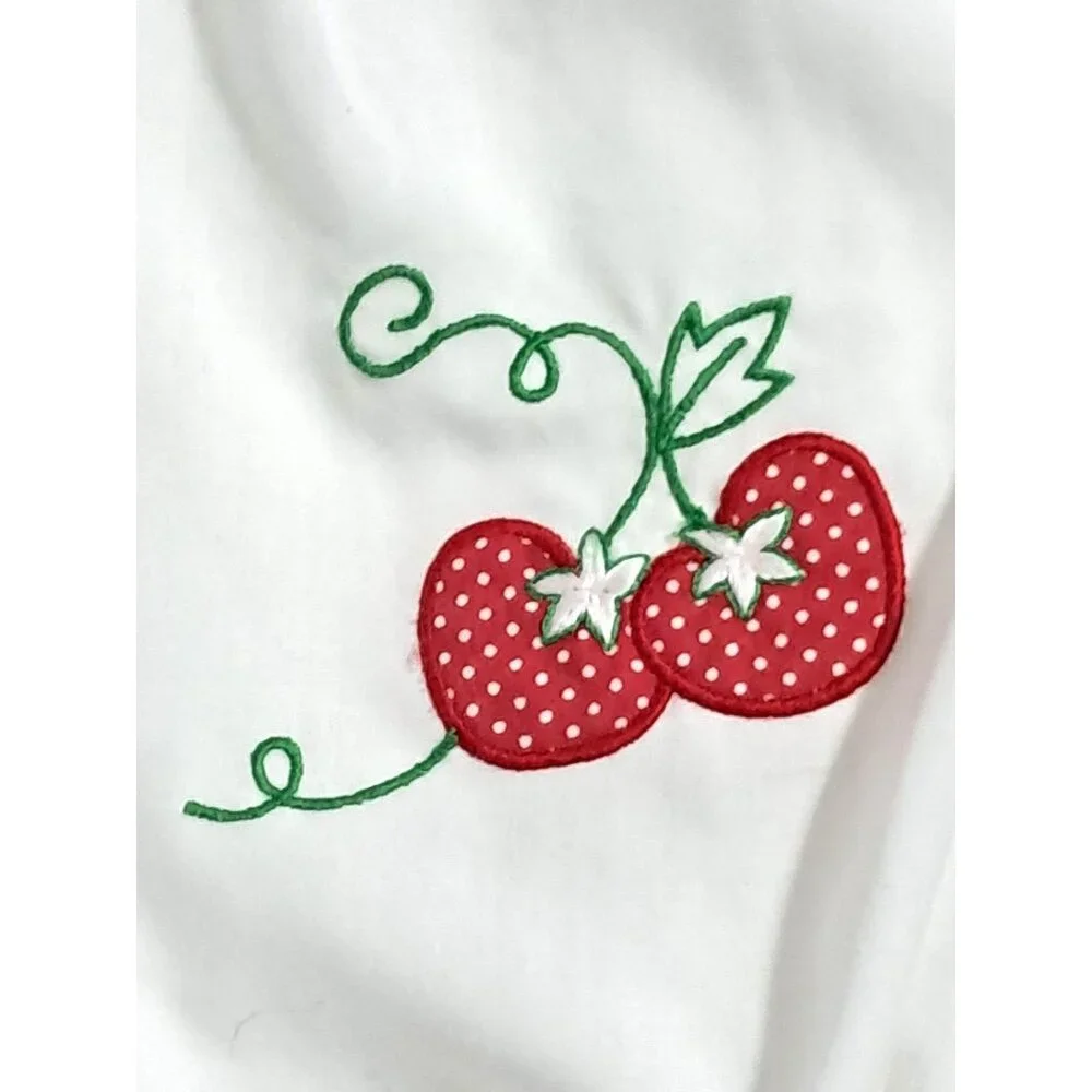 Vintage Healthtex Baby Girls White Romper With Strawberry Embroidery 12 Months - Picture 7 of 8